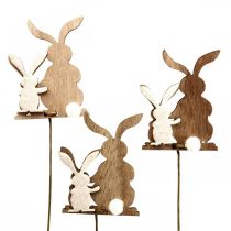 Blomsterstik kanin dekorativ stik trætråd 5,5x0,5x7cm 12 stk.