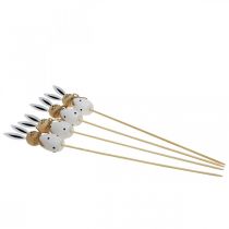 Artikel Blomsterpind Kanin Træpåskehare Sort/Hvid H34cm 4 stk