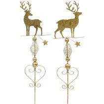 Deco stik rensdyr guld antik look H58cm 2stk