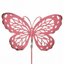 Havespil sommerfugl metal pink H30cm 6 stk
