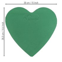 Artikel Blomsterskumhjerte 38×36,5 cm vådt blomsterskum grønt 2 stk.