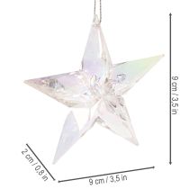 Artikel Dekorative stjernepynt, iriserende klar akryl, juletræspynt, 9 cm, 6 stk.