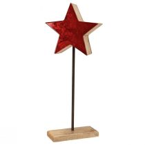 Artikel Stjernedekoration naturrød med stang på base 20x9,5x50cm