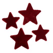 Artikel Julepynt stjerner bordeaux flocket borddekoration 4–5cm 40 stk