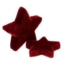 Artikel Julepynt stjerner Bordeaux flocked borddekoration 4–5cm 40p