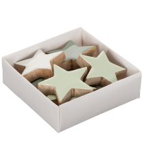 Artikel Træstjernedekorationssæt til bord og vindueskarm, 5 cm, 9 dele
