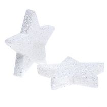 Stjerner hvid 6,5 cm med glimmer 36stk