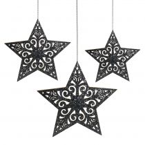 Artikel Julestjerne med ornamenter sølvgrå assorteret 8cm - 12cm 9 stk