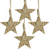 Star mango træ natur, gyldne juletræspynt 12cm 4stk