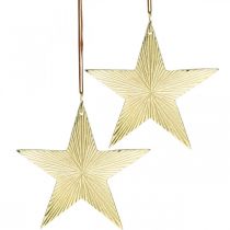 Guldstjerne, adventsdekoration, dekorationsvedhæng til jul 12×13cm 2stk