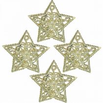 Artikel Scatter dekoration stjerner, fe lys vedhæftning, jul, metal dekoration gylden Ø6cm 20 stk.