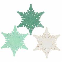 Artikel Scatter dekoration Julestjerne grøn, hvid assorteret 4cm 72 stk
