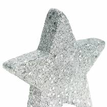 Artikel Spredte stjerner med glitter Ø6,5cm sølv 36stk