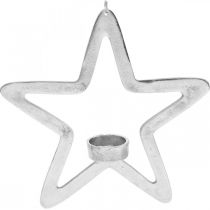 Artikel Dekorativ stjerne fyrfadsstage metal til ophængning af sølv 24cm