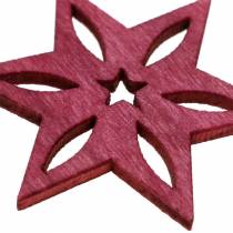 Artikel Scatter dekoration stjernepink, grå assorteret træ 4cm 72 stk
