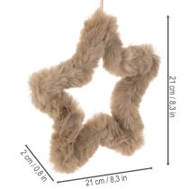 Artikel Hængende dekorativ stjerne lavet af kunstpels, 21 cm, 4 stk.