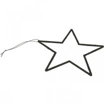 Artikel Julepynt stjernevedhæng sort glitter 17,5cm 9 stk