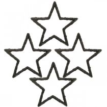 Artikel Scatter dekoration Julestjerner sort glitter Ø4cm 120 stk