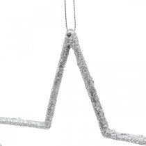 Artikel Julepynt stjernevedhæng sølvglimmer 17,5cm 9 stk
