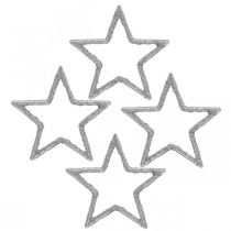 Artikel Scatter dekoration Julestjerner sølvglimmer Ø4cm 120 stk