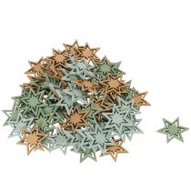 Artikel Assorterede træstjernedekorationer til borddekoration og hobbyartikler, 3 cm, 72 stk.