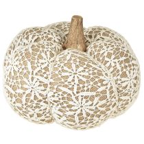 Artikel Stof græskardekoration jute blonder hvid/beige vintage dekoration Ø18cm