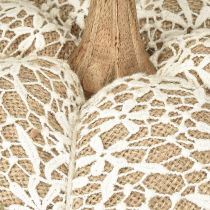 Artikel Stof græskardekoration jute blonder hvid/beige vintage dekoration Ø18cm