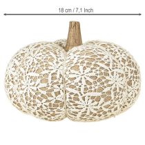 Artikel Stof græskardekoration jute blonder hvid/beige vintage dekoration Ø18cm