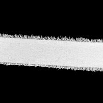 Chiffonbånd hvidt stofbånd med frynser 40mm 15m