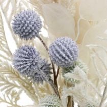 Sølv blad globe tidsel bregne kunstige blomster creme 56cm bundt