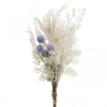 Sølv blad globe tidsel bregne kunstige blomster creme 56cm bundt