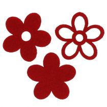 Artikel Scatter dekoration filt blomst rød assorteret i en blanding Ø4cm 72 stk