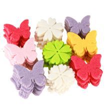 Artikel Scatter Dekoration Spring Sommerfugle Blomster 6 Farver 4cm 72 Stk