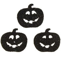 Artikel Scatter dekoration Halloween græskar dekoration 4cm sort, glitter 72 stk