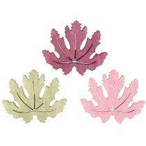 Artikel Scatter dekoration træ efterårsblade borddekoration lilla pink grøn 4cm 72 stk