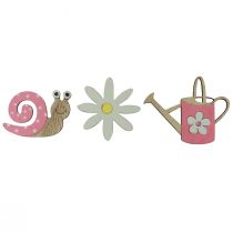 Artikel Scatter dekoration træblomster snegle vandkander pink 4cm 36 stk.