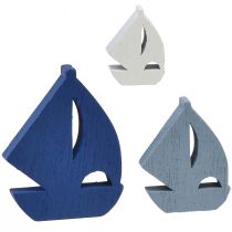 Artikel Scatter dekoration træ sejlbåd dekoration blå hvid 2cm–6cm 24 stk