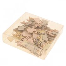 Artikel Trædekorationer, påskespredningsstykker, påskehare, gule toner 4 cm, 72 stykker