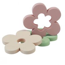 Artikel Scatter dekoration træblomster borddekoration farvet 2 motiver Ø3cm 24 stk.