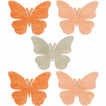 Scatter dekoration sommerfugl træ sommerfugle sommer dekoration orange, abrikos, brun 144 stk.