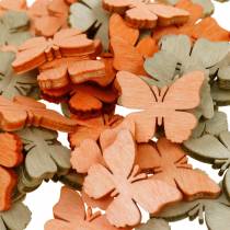 Scatter dekoration sommerfugl træ sommerfugle sommer dekoration orange, abrikos, brun 144 stk.