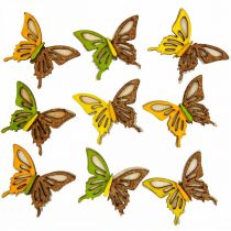 Scatter dekoration sommerfugle træ grøn/gul/orange 3×4cm 24p