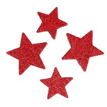 Artikel Scatter dekoration stjerner rød, glimmer 4-5cm 40 stk