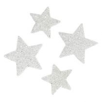 Artikel Scatter dekoration stjerner hvid med glimmer 4-5cm 40p