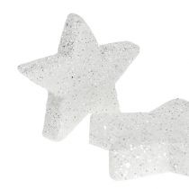 Artikel Scatter dekoration stjerner hvid med glimmer 4-5cm 40 stk