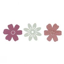 Scatter dekoration bord blomster træ hvid pink lilla 3,5cm 36stk