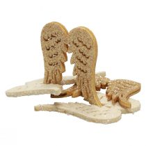 Scatter dekoration Jule englevinger i træ glitter 3×4cm 72p