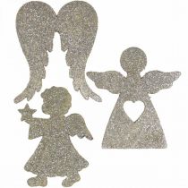 Artikel Scatter dekoration juleengle dekoration guld glitter H8cm 24 stk