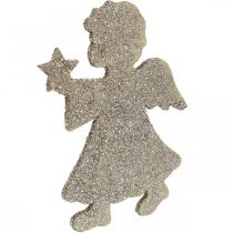 Artikel Scatter dekoration juleengle dekoration guld glitter H8cm 24stk