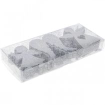 Artikel Scatter dekoration juleengle dekoration sølv glitter H8cm 24 stk